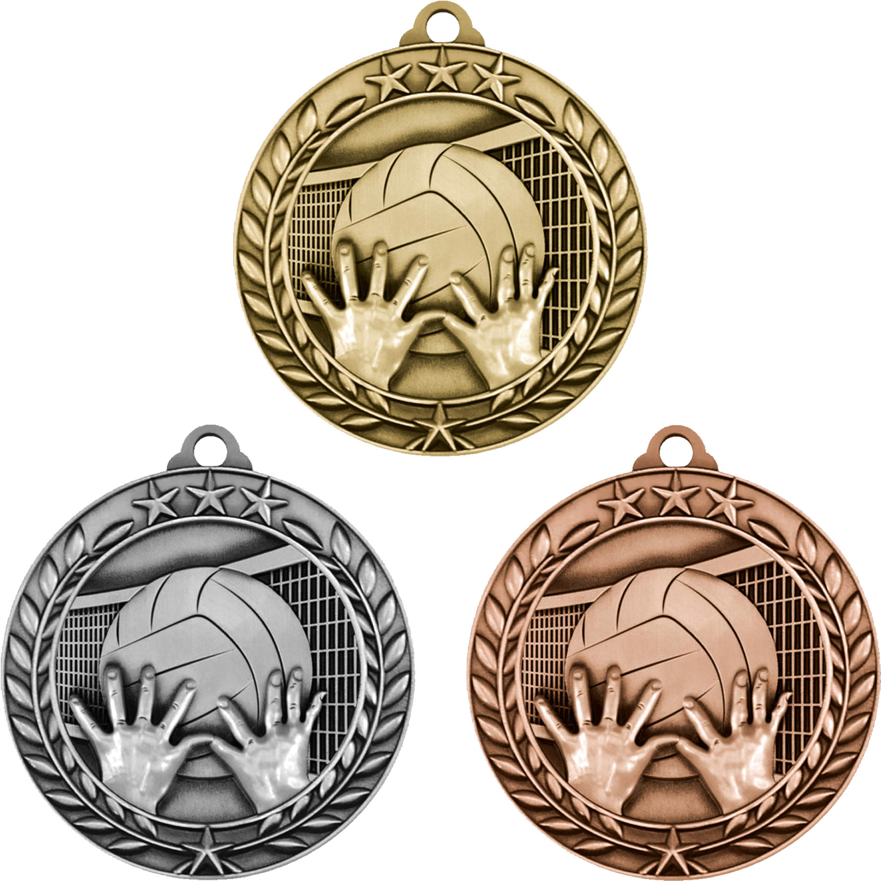 Stock Small Academic & Sports Laurel Medals: Volleyball