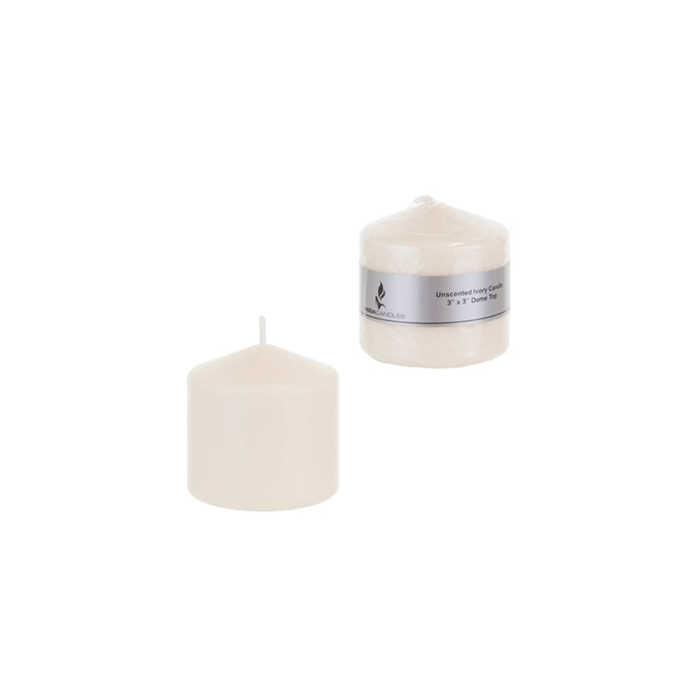 3" Pillar Candles - Ivory Unscented 3