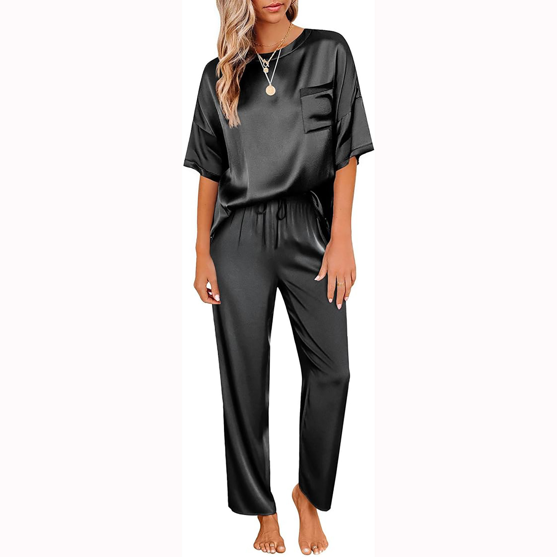 Womens Satin Silk Pajamas Set 12