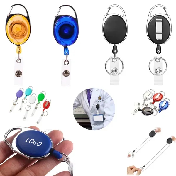 Retractable Badge Holder Keychain with 2-In-1 Clip