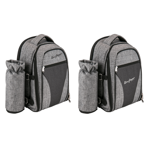 Wine & Picnic Cooler Backpack for Four + Fleece Blanket