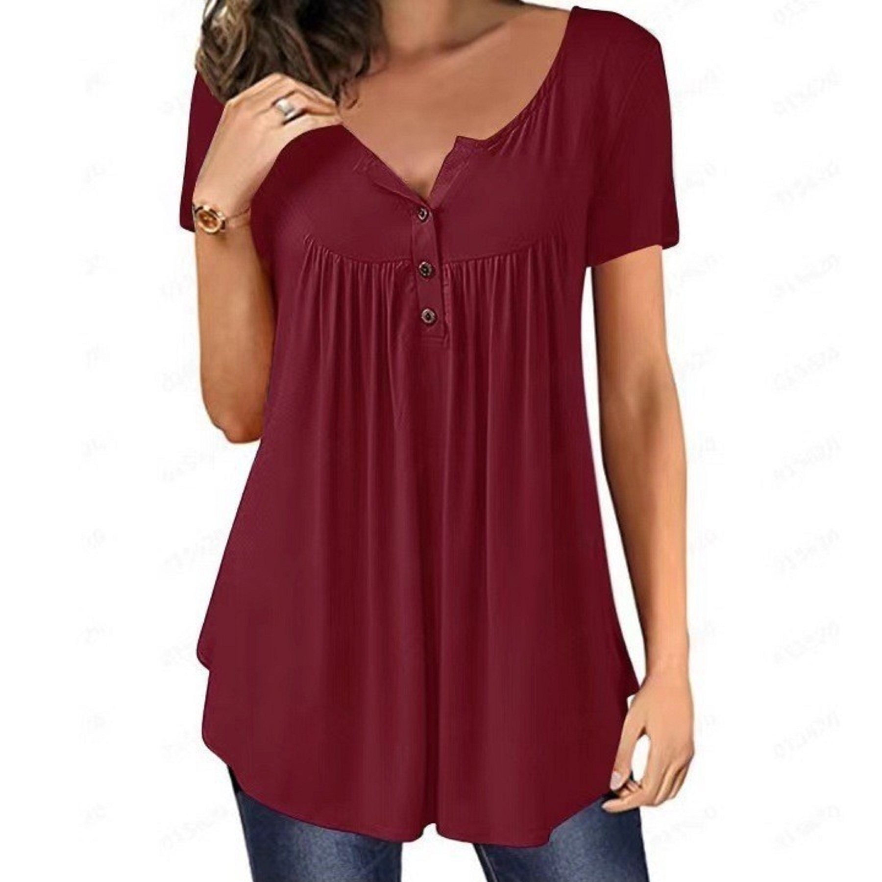 Women's Long Sleeve Henley Shirt Casual Button Up Tunic Tops 21