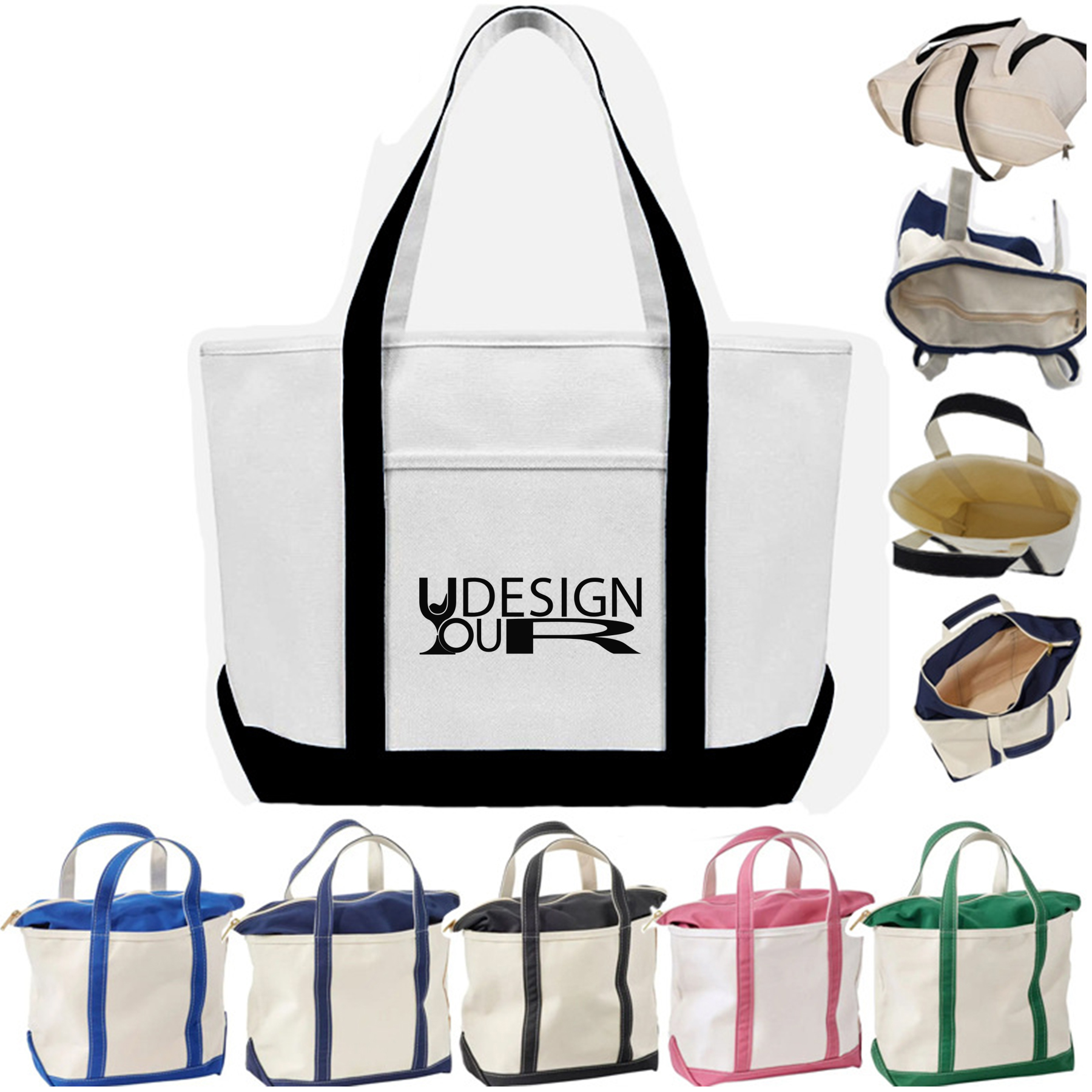 12 Oz Sea Breeze Canvas Boat Tote With Top Zipper 4