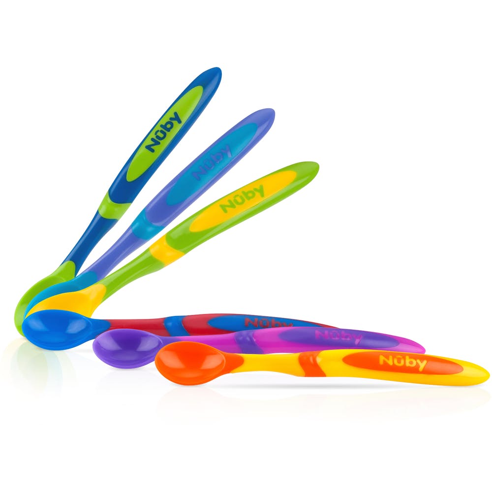 Nuby Long Handle Weaning Spoons - Assorted Colors 6 Pack 2