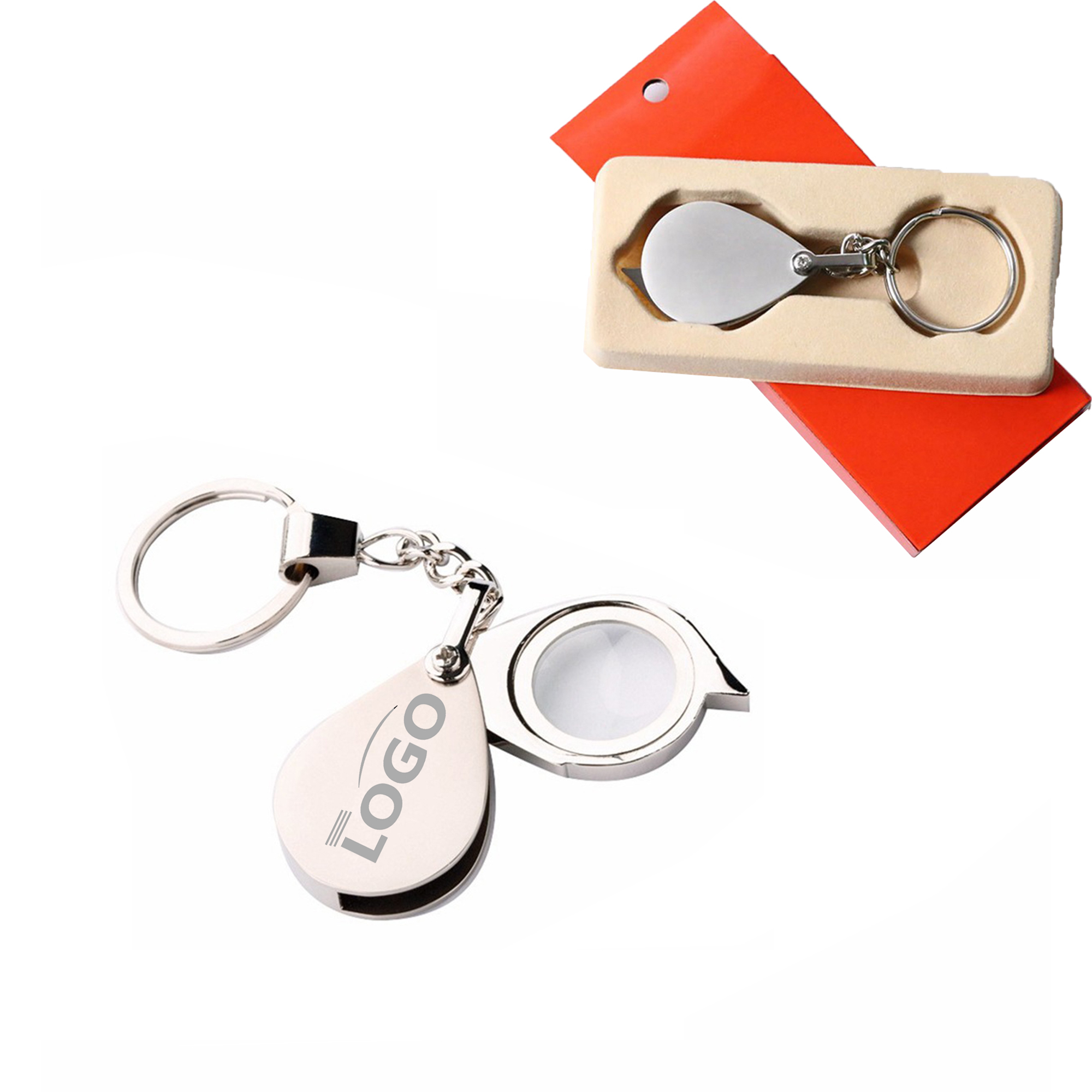 Portable Zinc Alloy 5x Magnifying Glass Keychain 3