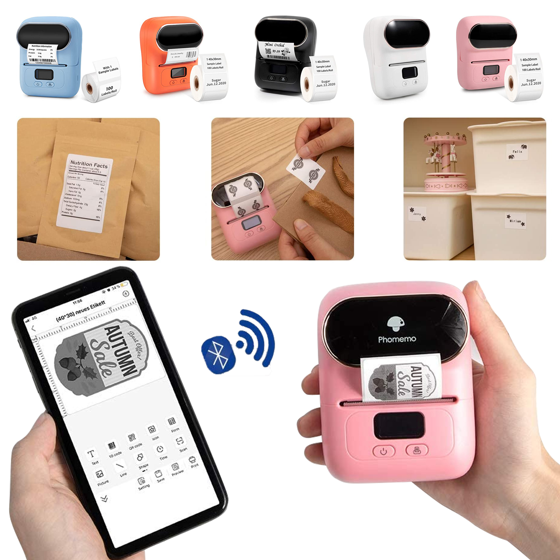 Portable Bluetooth Thermal Label Maker Printer 5