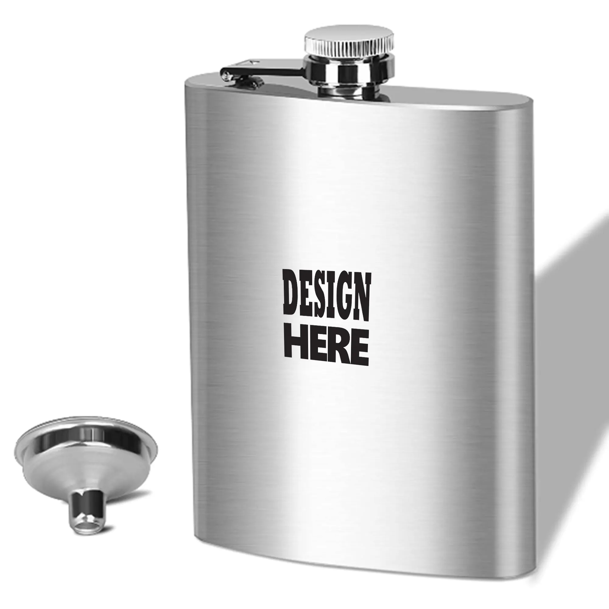 8 Oz Flask Stainless Steel with Funnel, custom water bottle with logo imprint 3