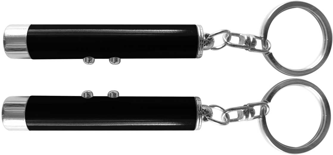 Dual function laser pointer and super bright LED flashlight with keychain. 34