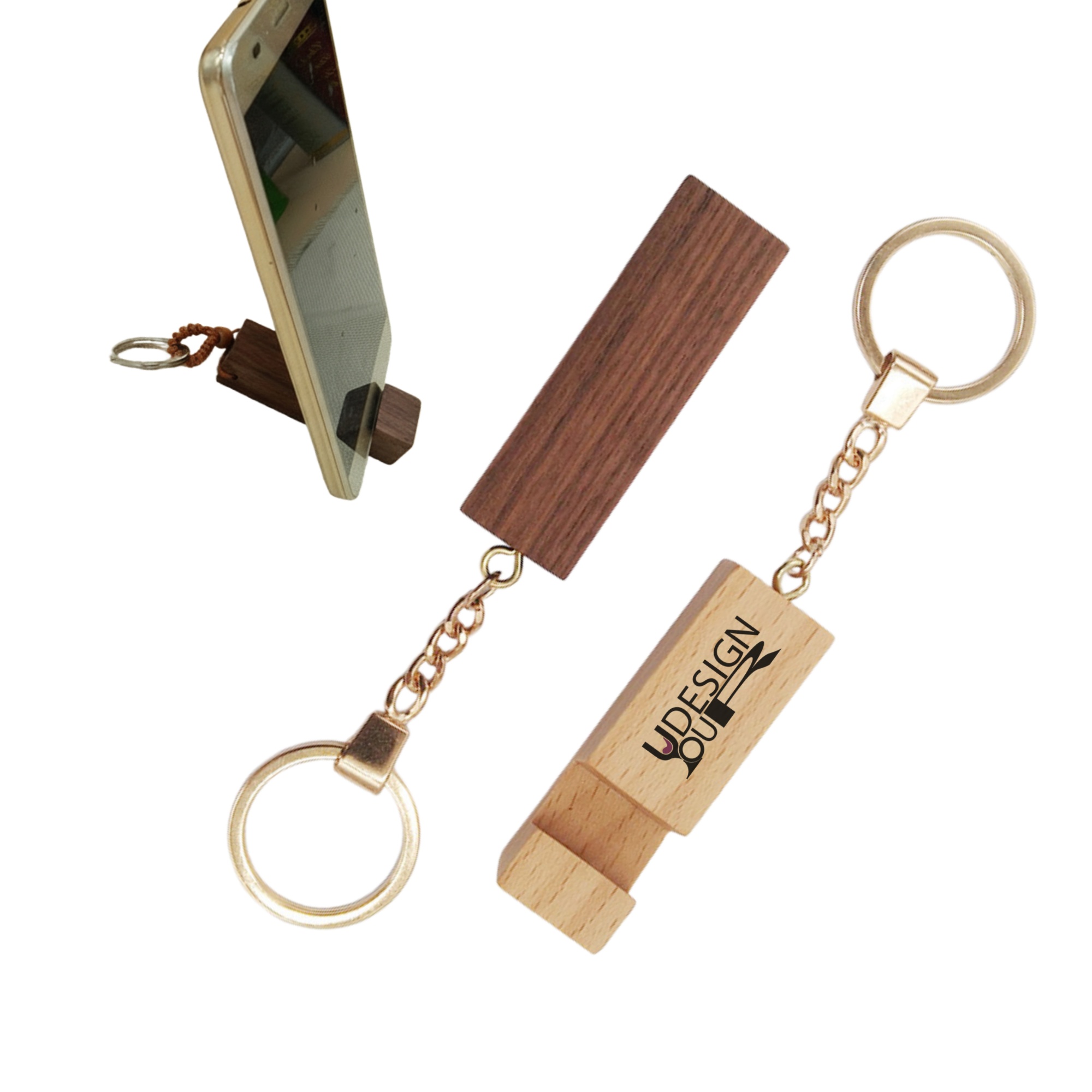 Wooden Phone Holder Keychain 4