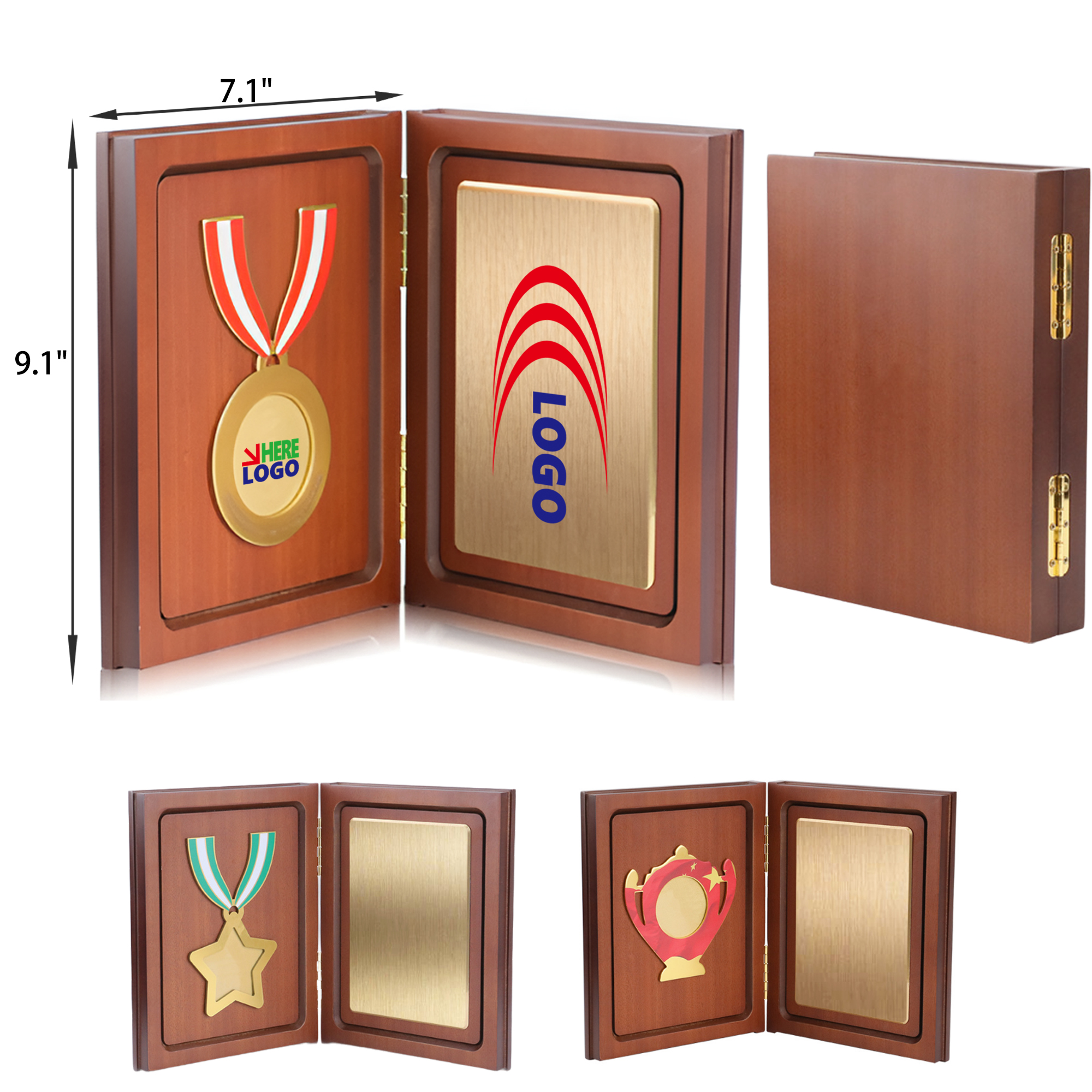 MOQ 3 PCS Meaningful Metal Medal With Wooden Cover