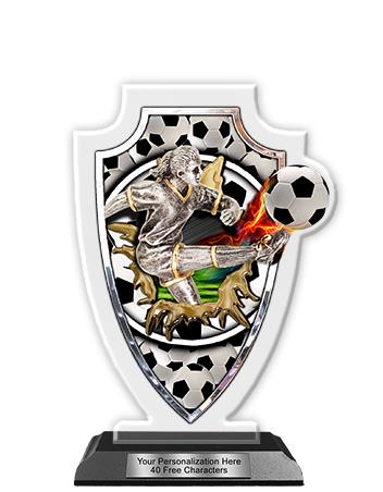 Acrylic Trophy: 8" Arrow Head, (Soccer Female)