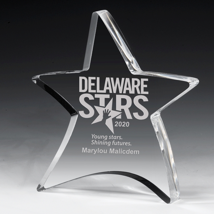 3/4” Thick Moving Star Paperweight - 4-1/2” x 5” -2053S (Screen Print) 12