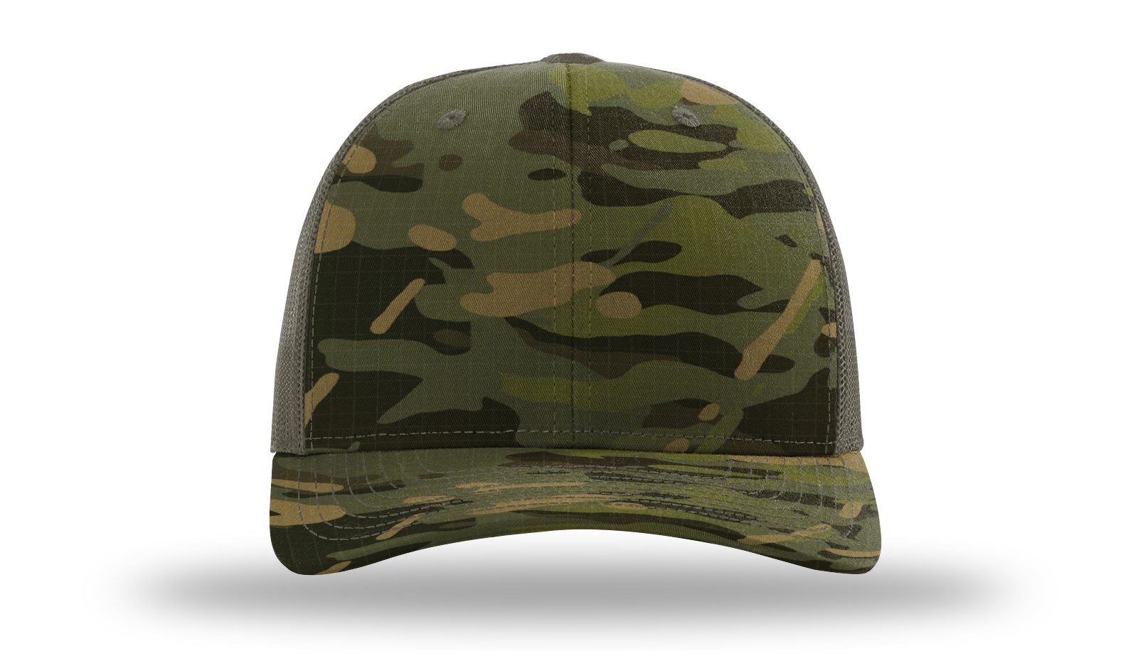 Richardson 112PT 6-Panel Printed Tactical Snapback Trucker Hat w/ Leatherette Patches or Embroidery 56