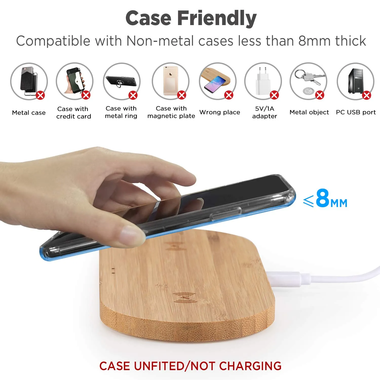Veelink Bamboo Dual Charger Double 10W Wireless Cha 8