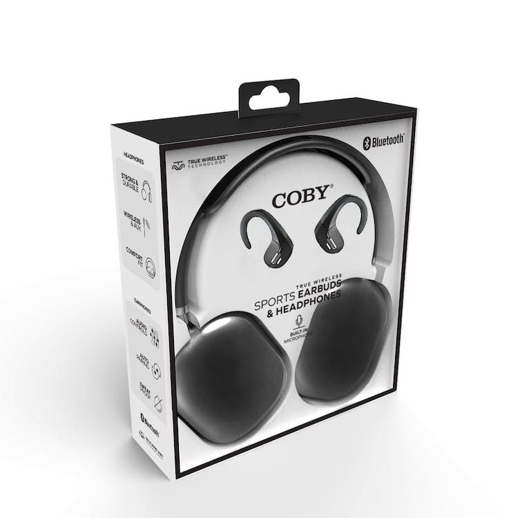 COBY Sports Earbuds & Headphones Combo Pack - Black 3