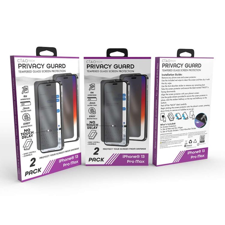 Iphone 13 Pro Max Glass Privacy Screen Protector 2pk 3