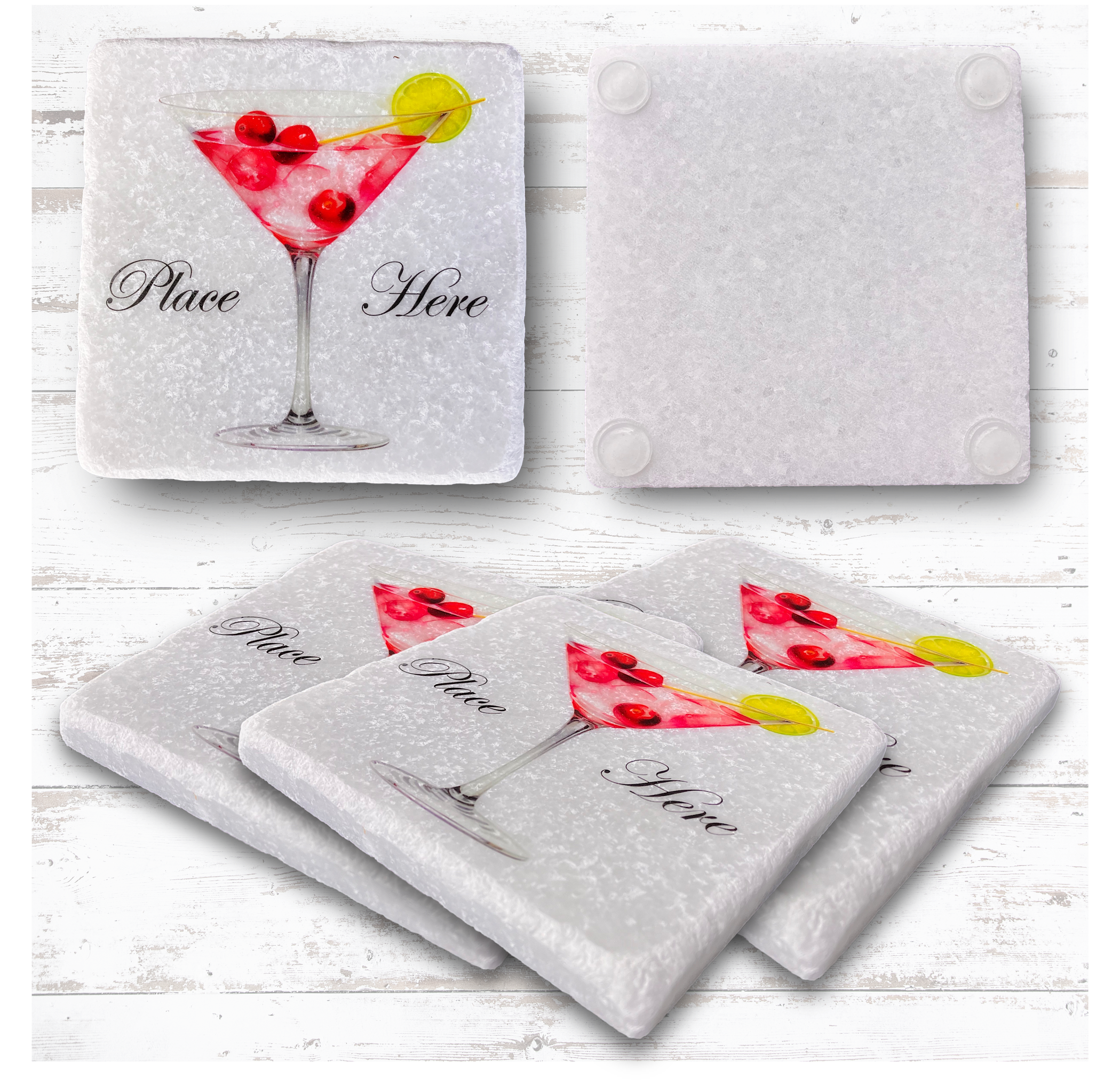 Square Coaster White Tumbled Marble 27