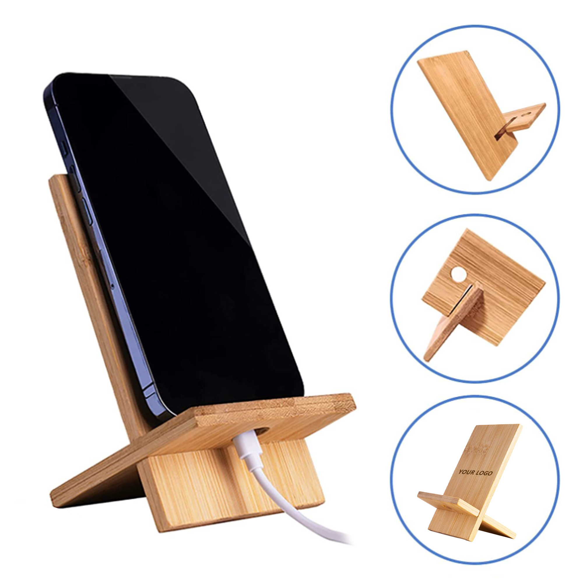 MOQ 50 Bamboo Phone Stand 3
