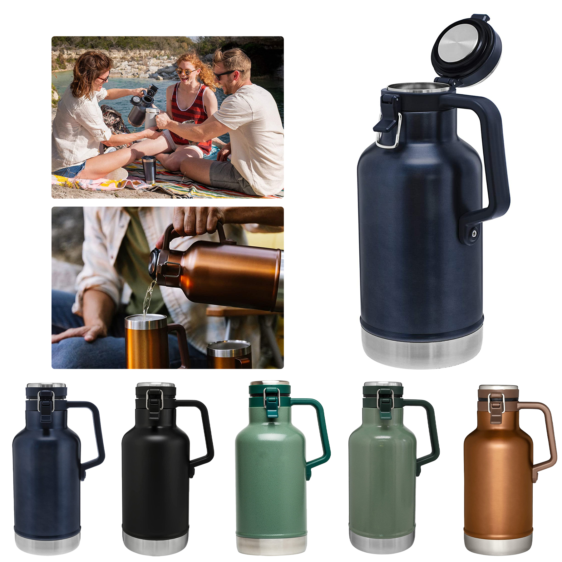 64oz Passivated Stainless Steel Growlers 5