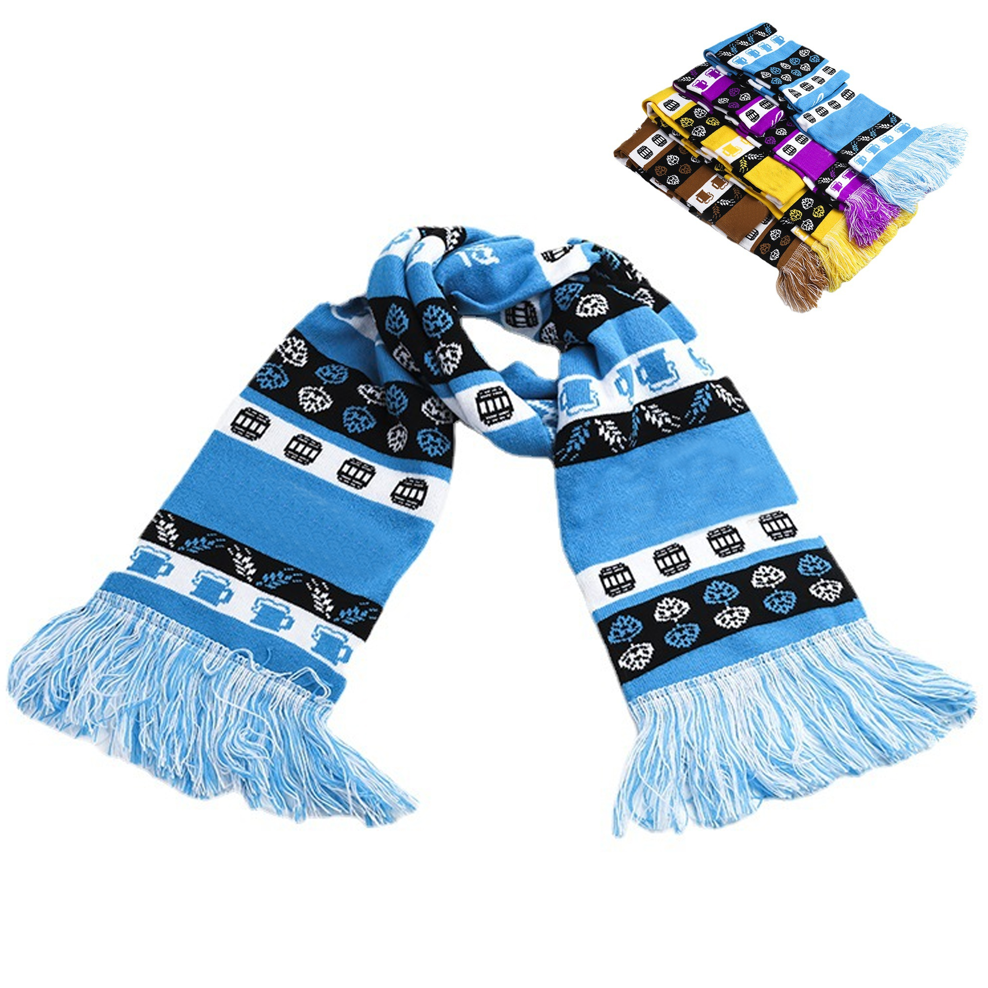 Custom Jacquard Knitted Scarf with Fringe 3