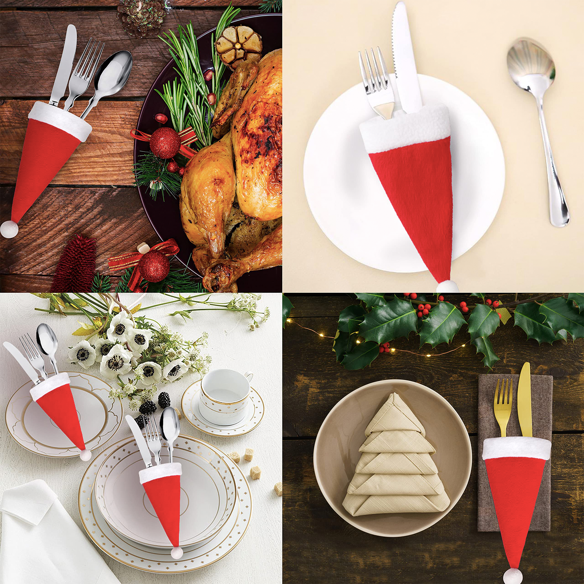 Mini Christmas Santa Hat Silverware Holders 7