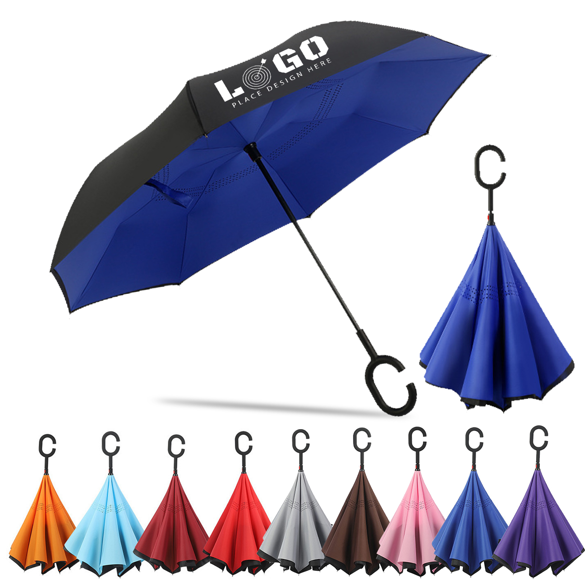 49" C Handle Hands-Free Inverted Umbrella 6