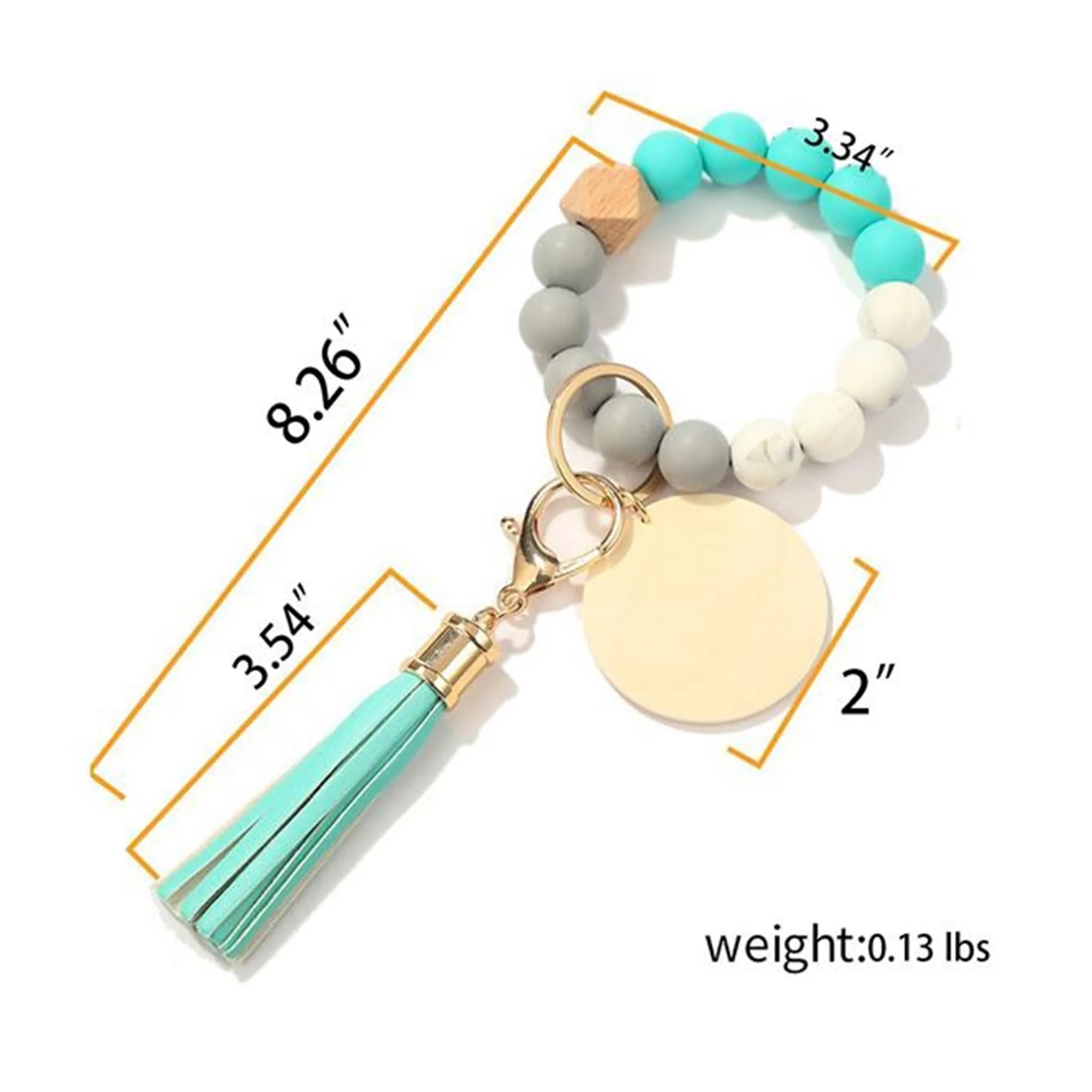 Silicone Key Bead Wood Bracelet Keychain 9