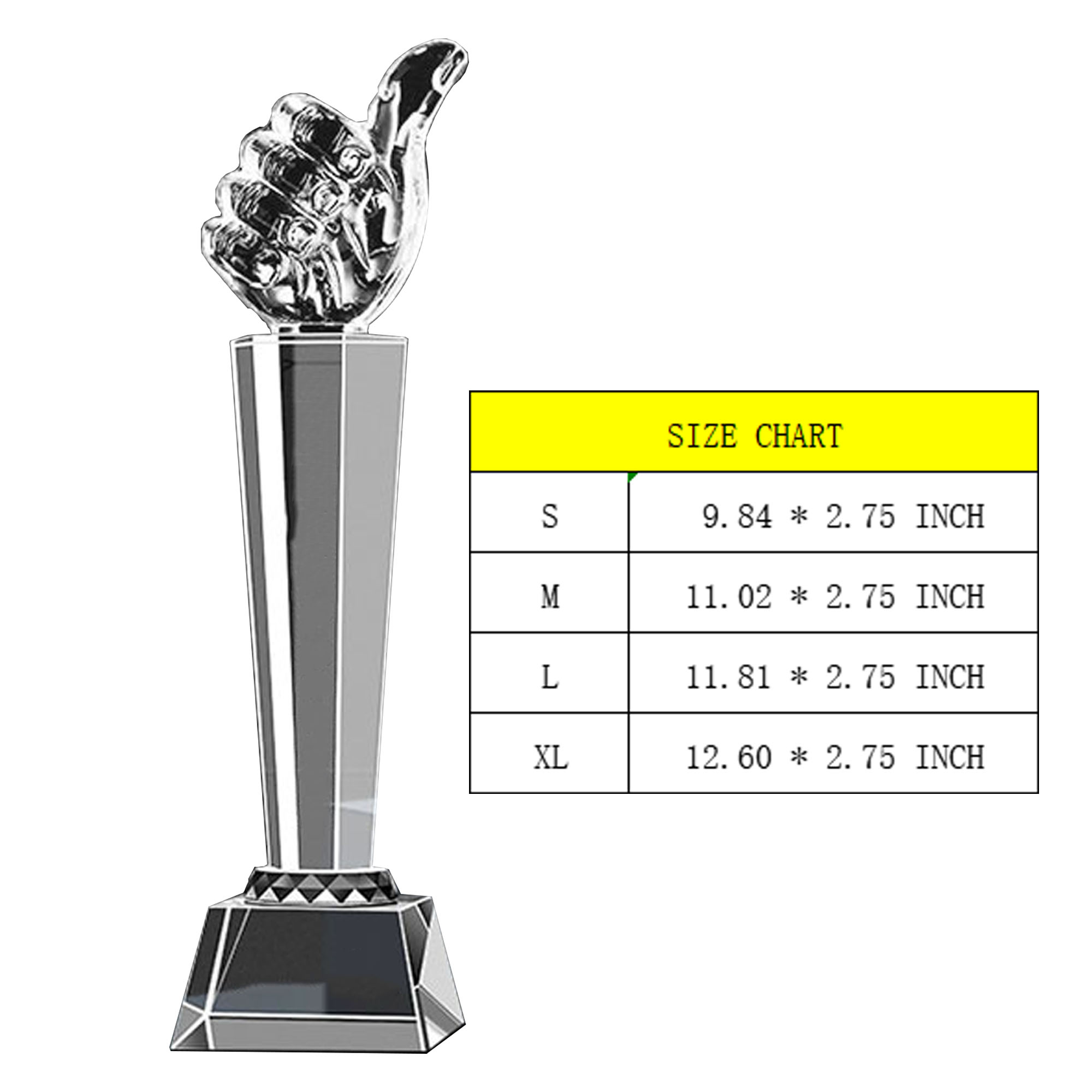 MOQ5 Thumb Shape Crystal Trophy 5