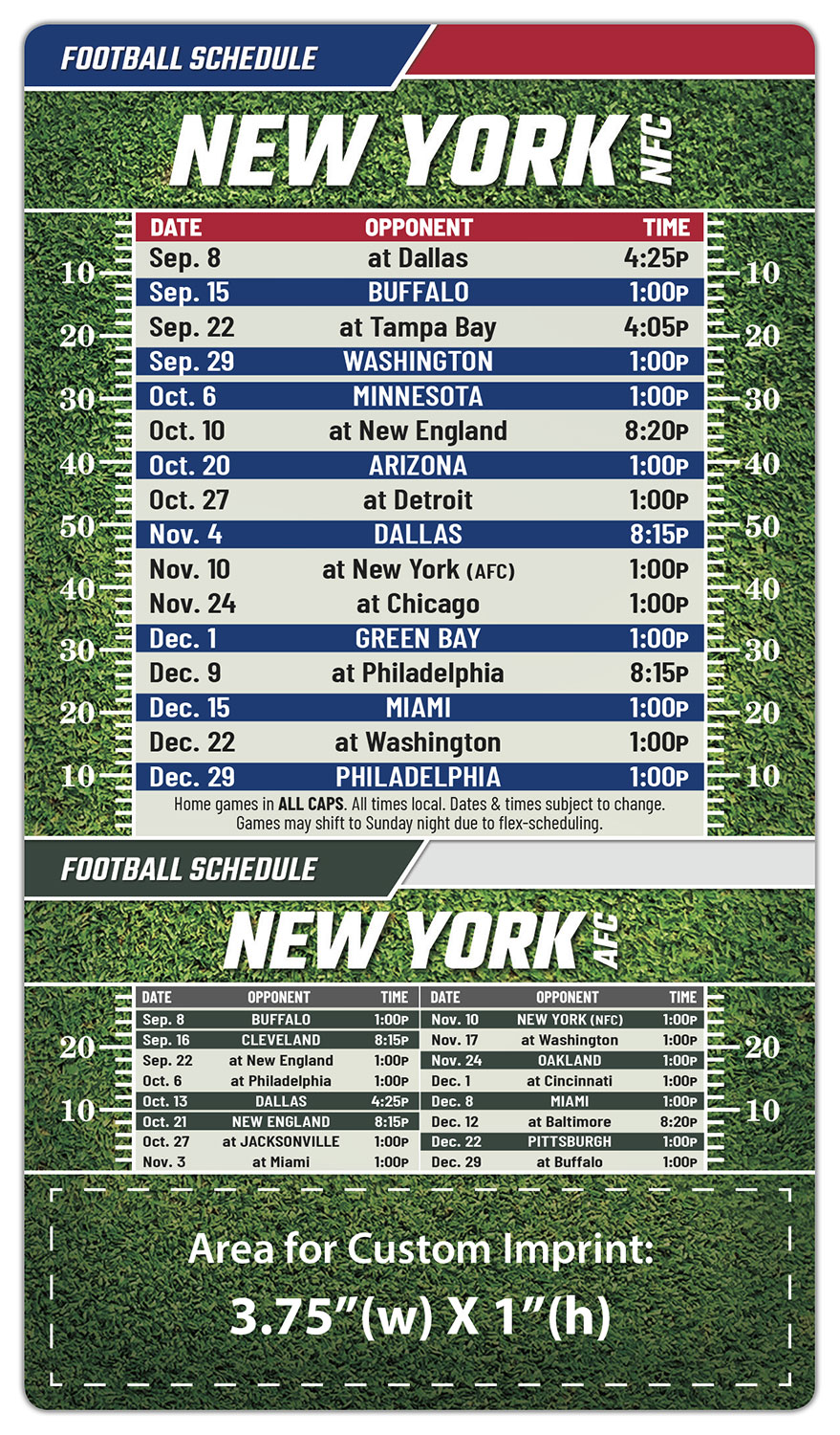 Magnet Football Sport Schedules - 4x7 Round Corners