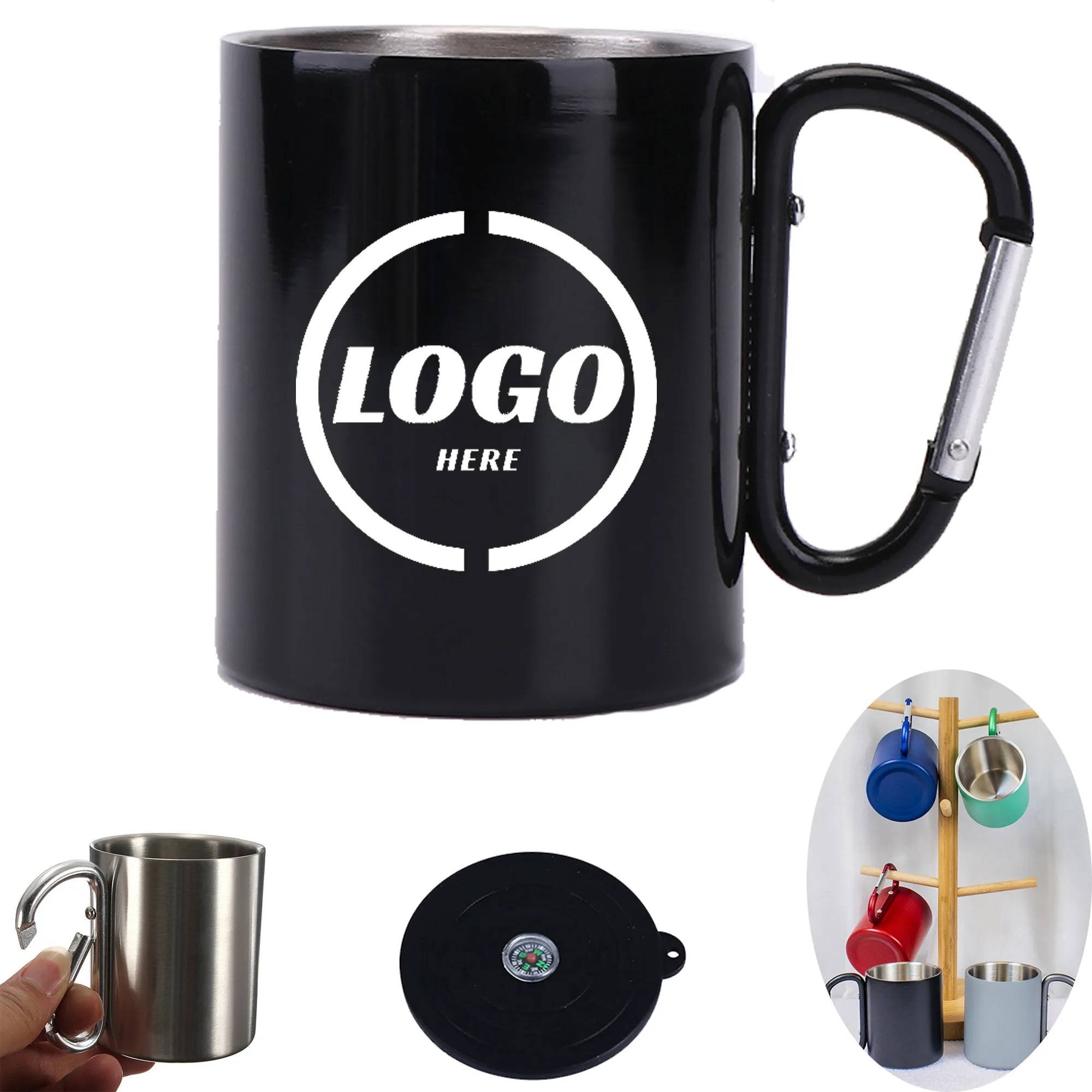 7.5oz Outdoor Cup Camping Mug With Mountaineering Buckle MOQ 7