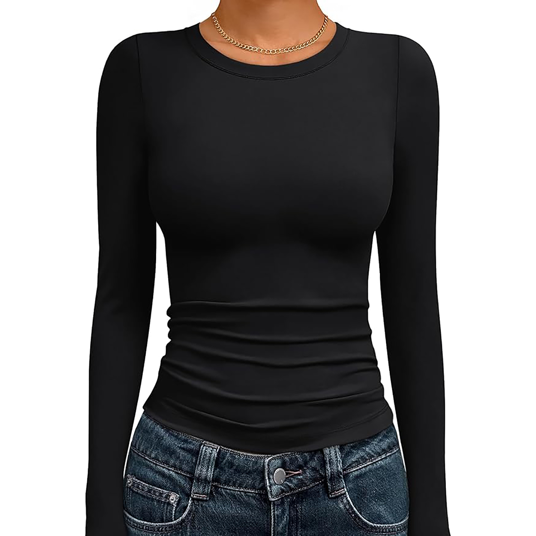 Women's Basic Round Neck Crop Top 74