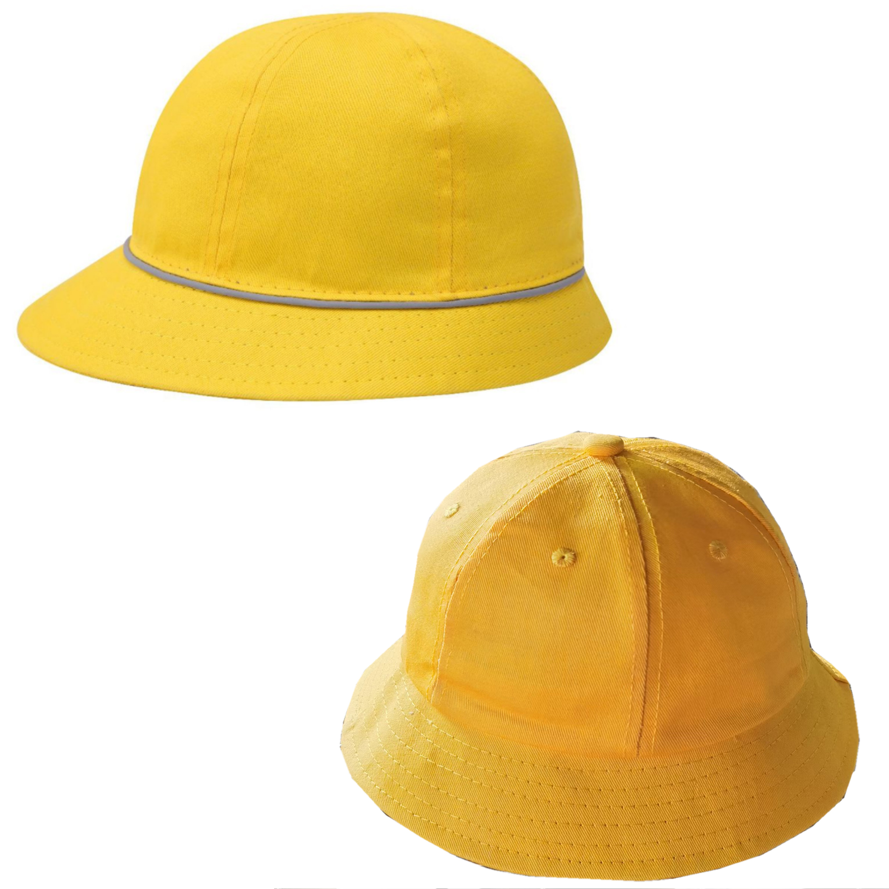 Safety Reflective Child Yellow/Lime Solid Bucket Sun Hats