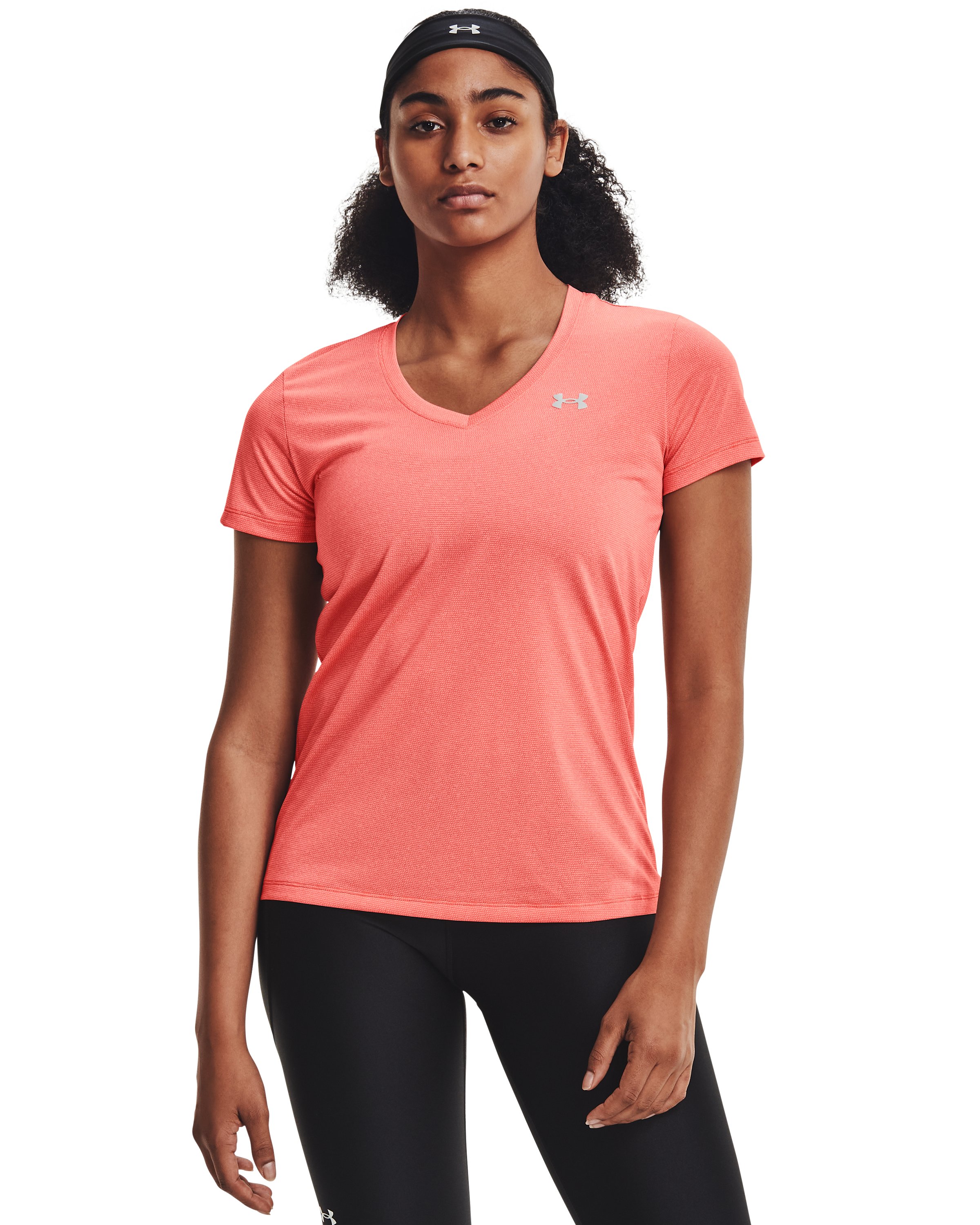 Women's UA Tech Bubble Heather Short Sleeve V-Neck  5