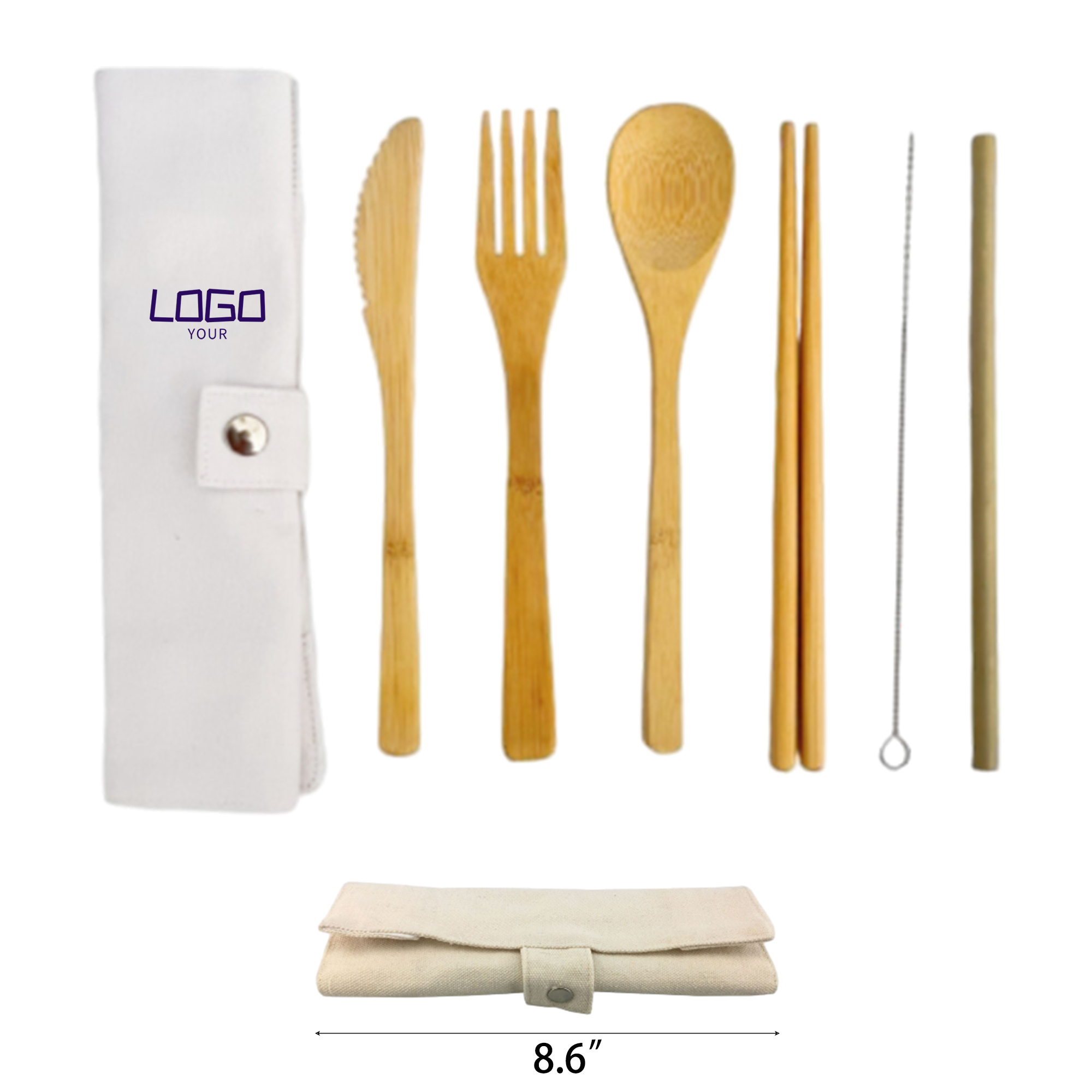 Travel 6 pcs Bamboo Cutlery Set 2