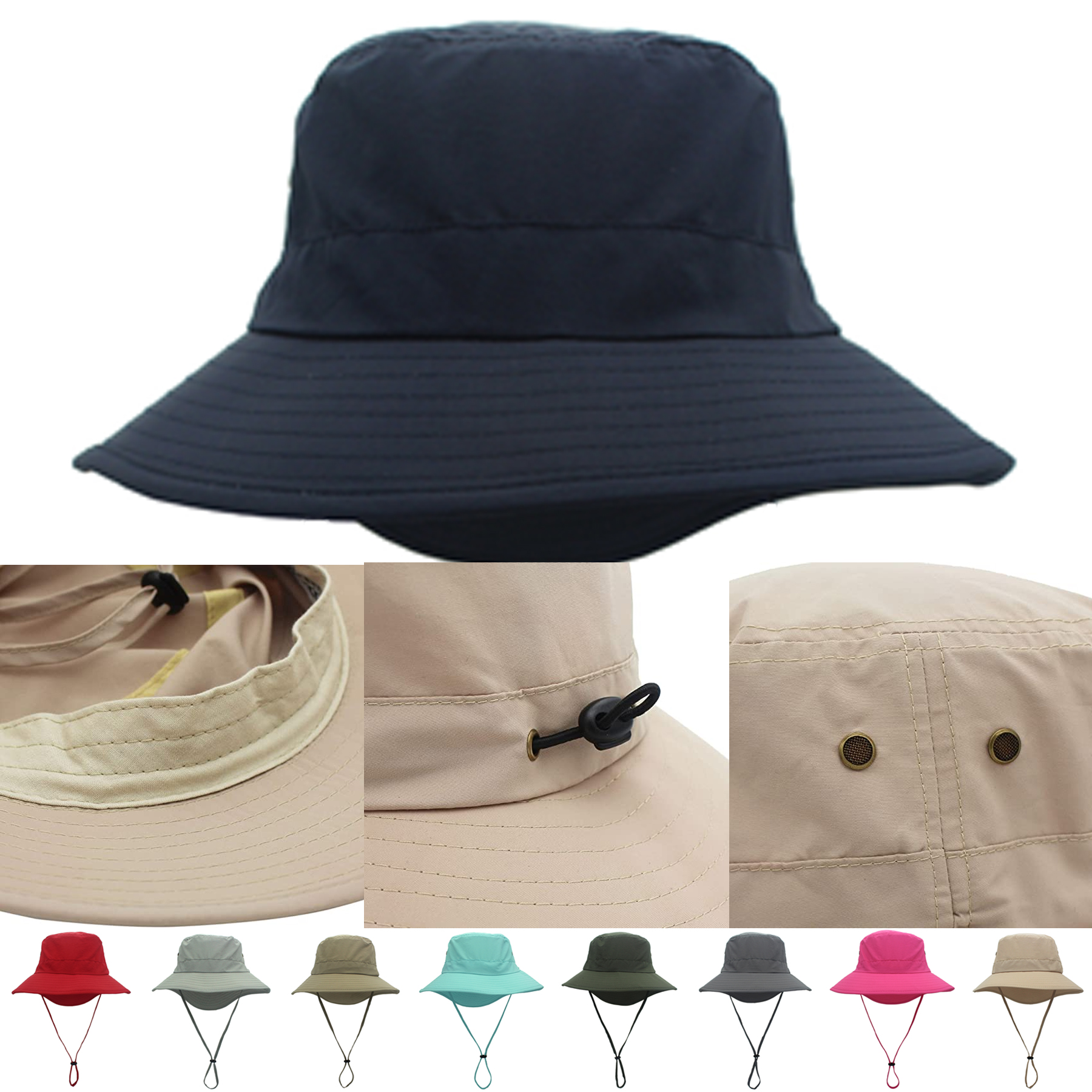 Safari Sun Hat Quick Dry Fishing Cap with Strap Cool 6