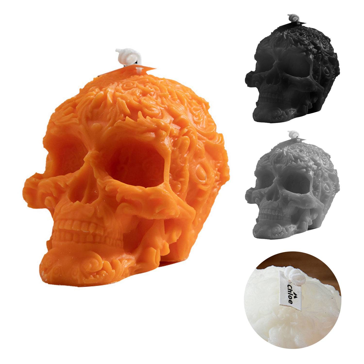 Halloween skull scented candle