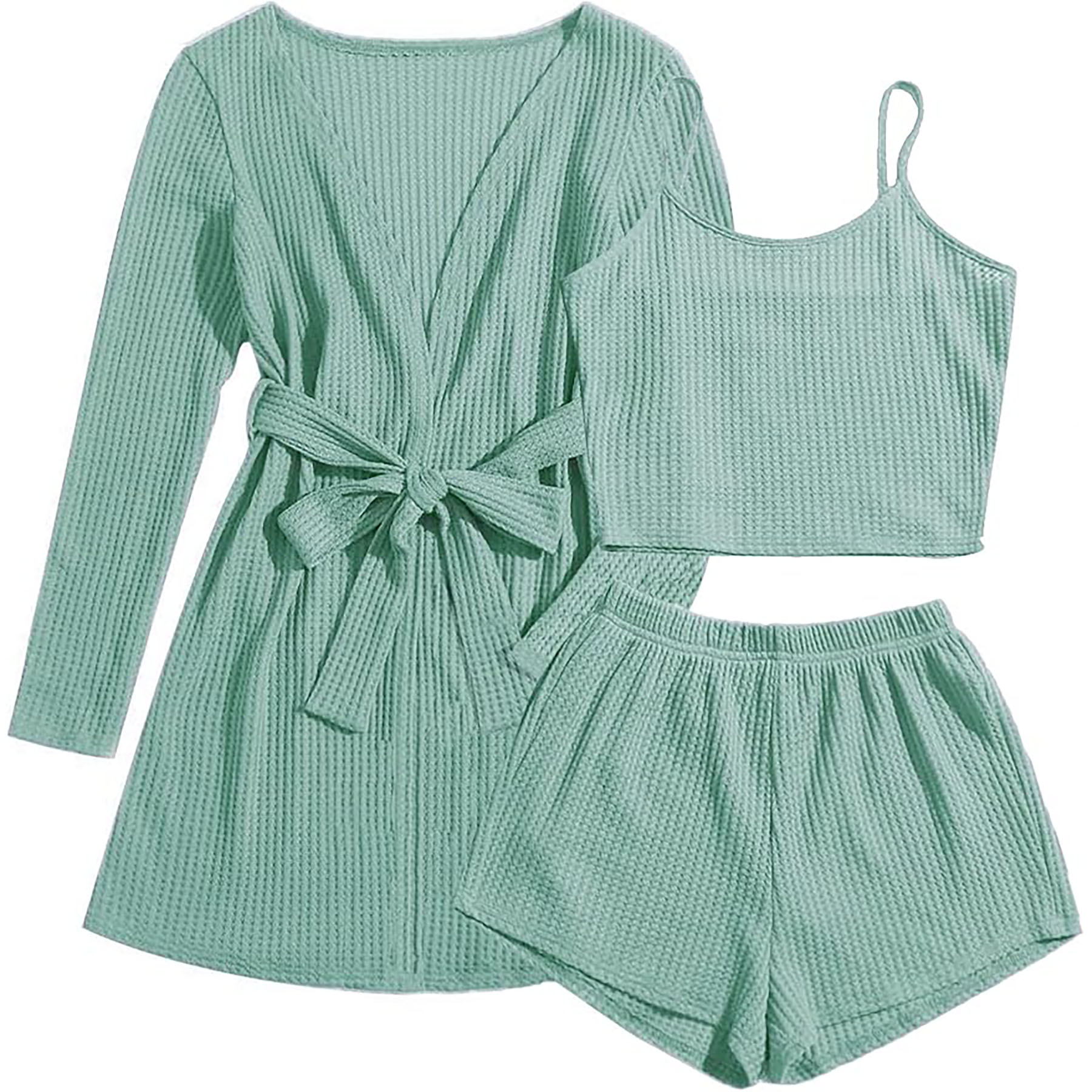  Womens 3 Piece Waffle Knit Pajama 36