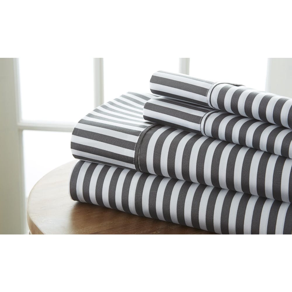 Premium Sheet Sets - Gray Queen Ribbon Pattern 4 Piece 3