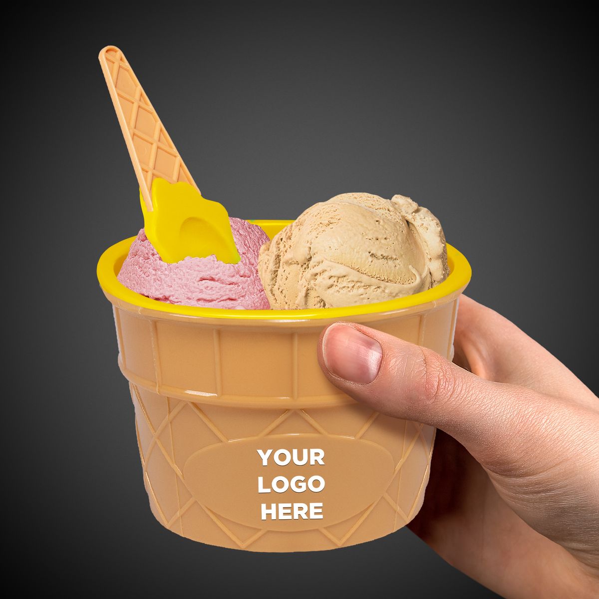 Yellow Ice Cream Bowl and Spoon Set(Imprintable)