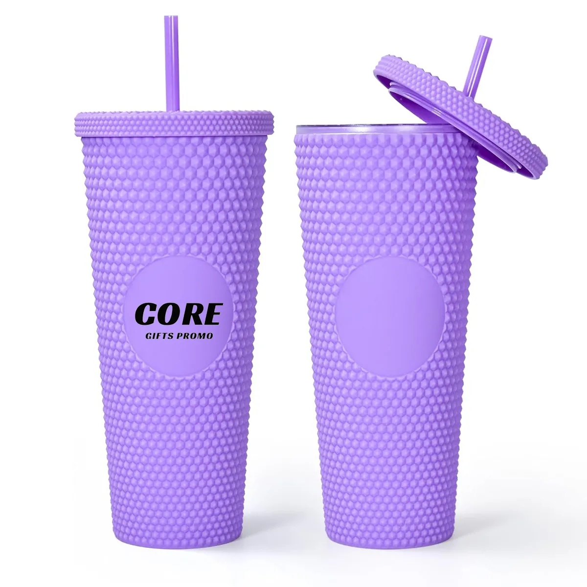 24 Oz Studded Tumbler with Straw and Lid
