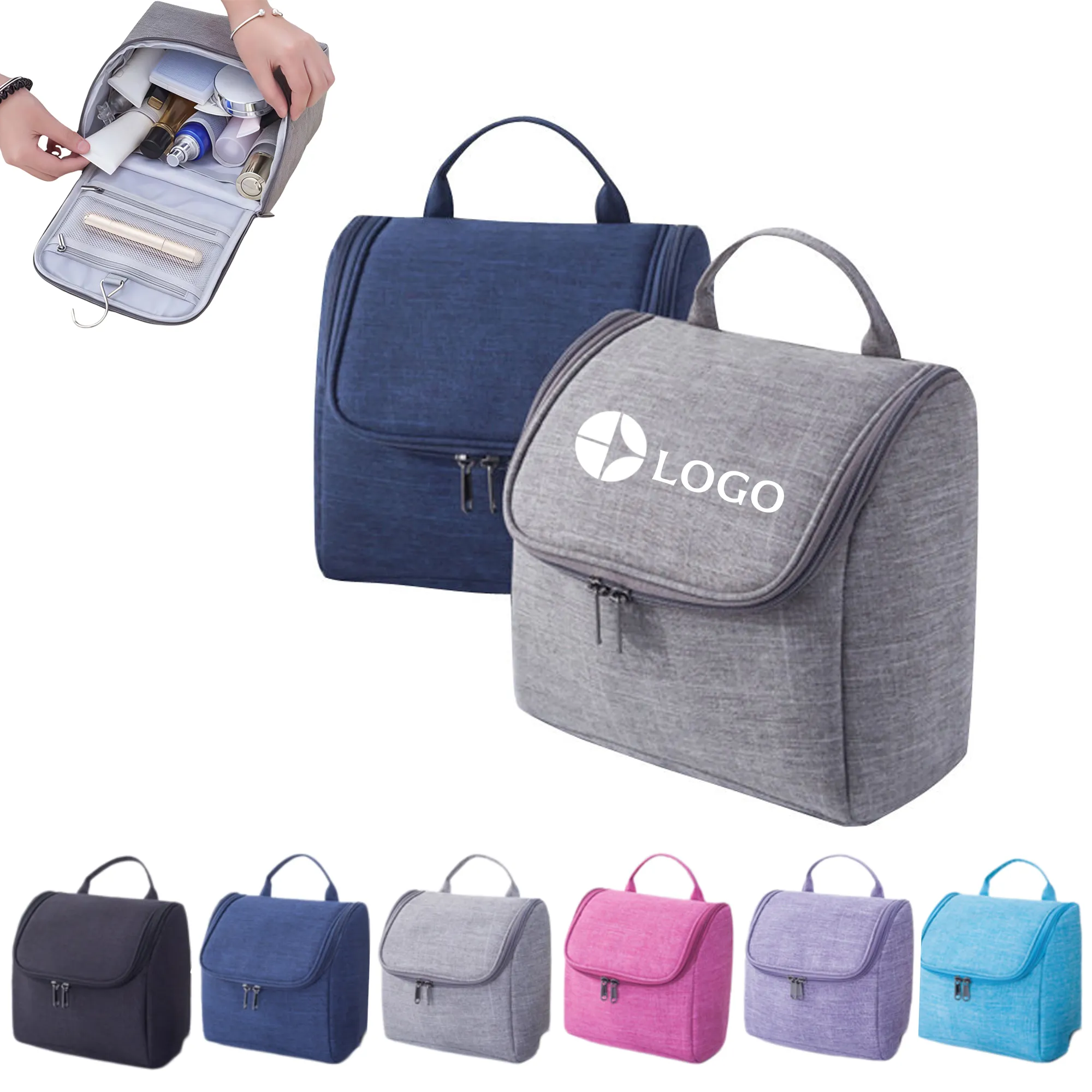 MOQ5 Portable Hanging Toiletry Organizer Travel Cosmetic Bag 9