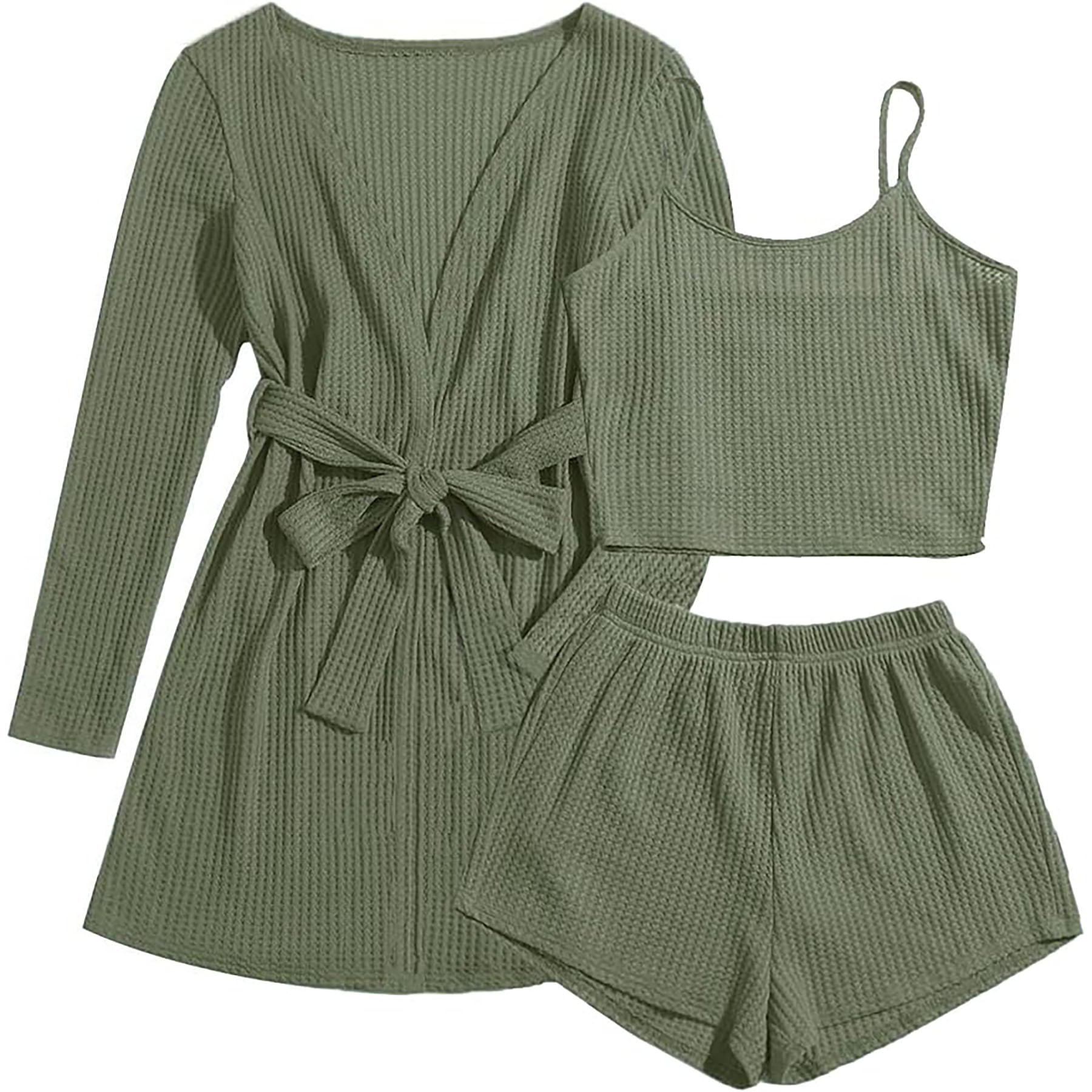  Womens 3 Piece Waffle Knit Pajama 34