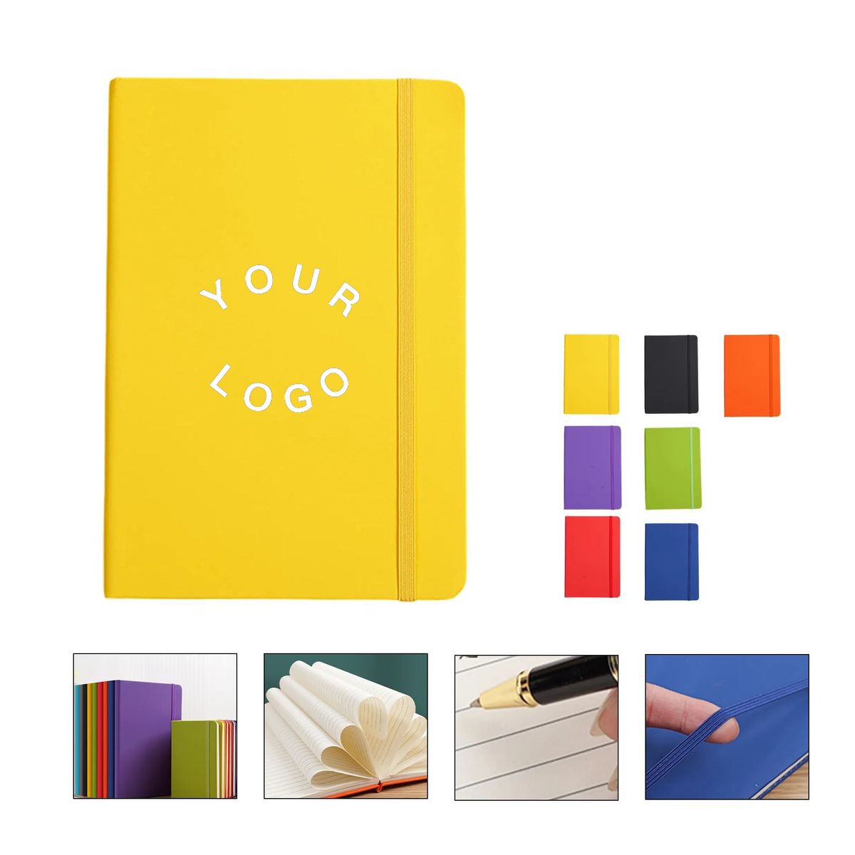 Classic A5 Notebook PU Cover with Elastic Closure