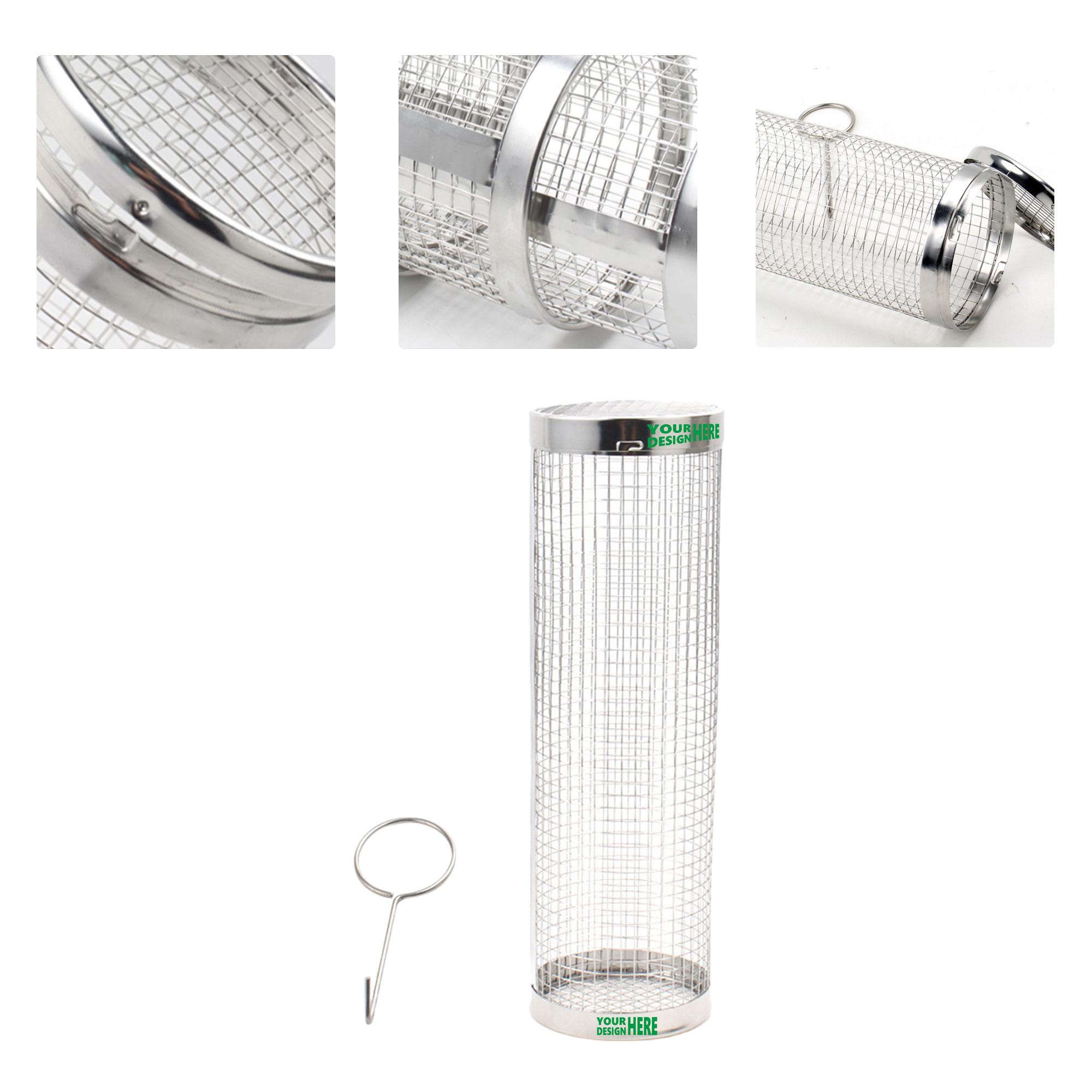 MOQ50 Custom Rolling BBQ Basket 304 Stainless Steel 3