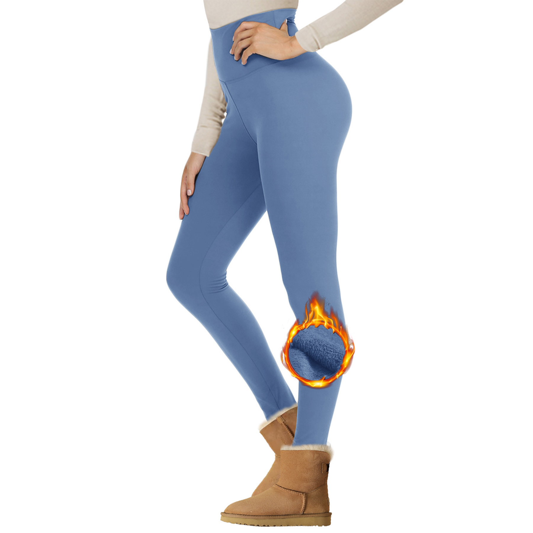 Women Fleece Lined Waist Winter Thermal Yoga Leggings 34
