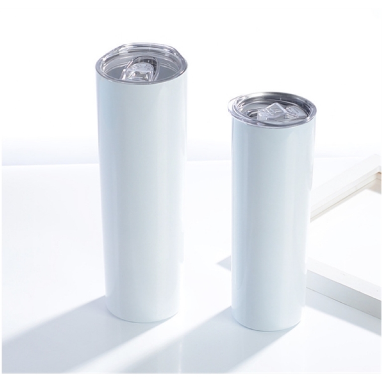 20oz Stainless Steel Straight Slimming Cup With straw - Thumbnail 3