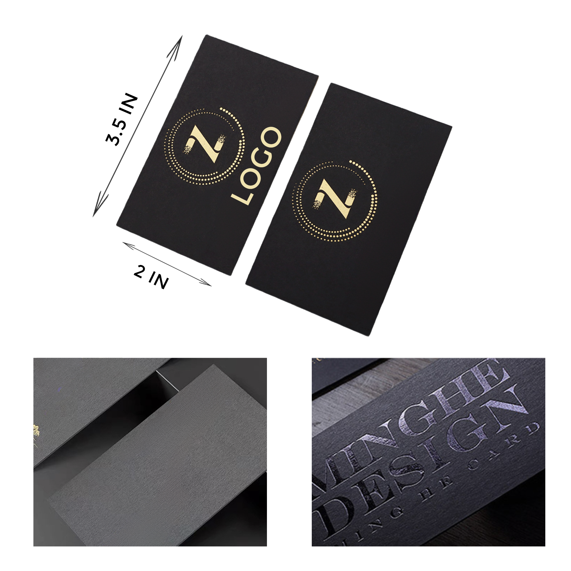Elegant Black Card With Gold Foil Business Card