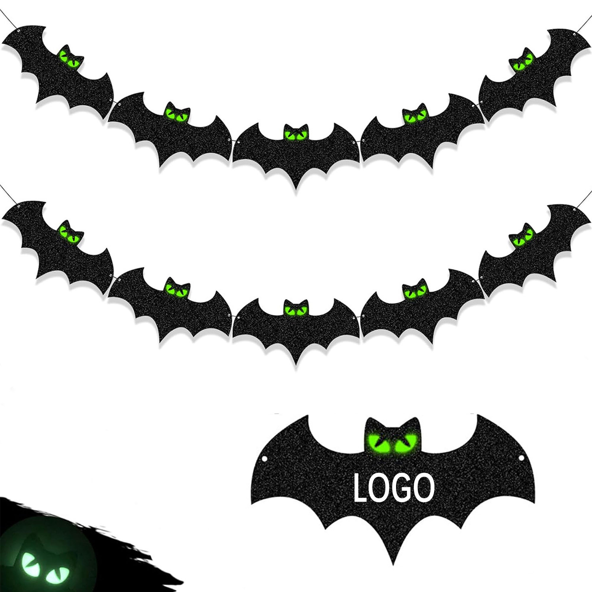 Halloween Decoration Glow In The Dark Bat Banner 4