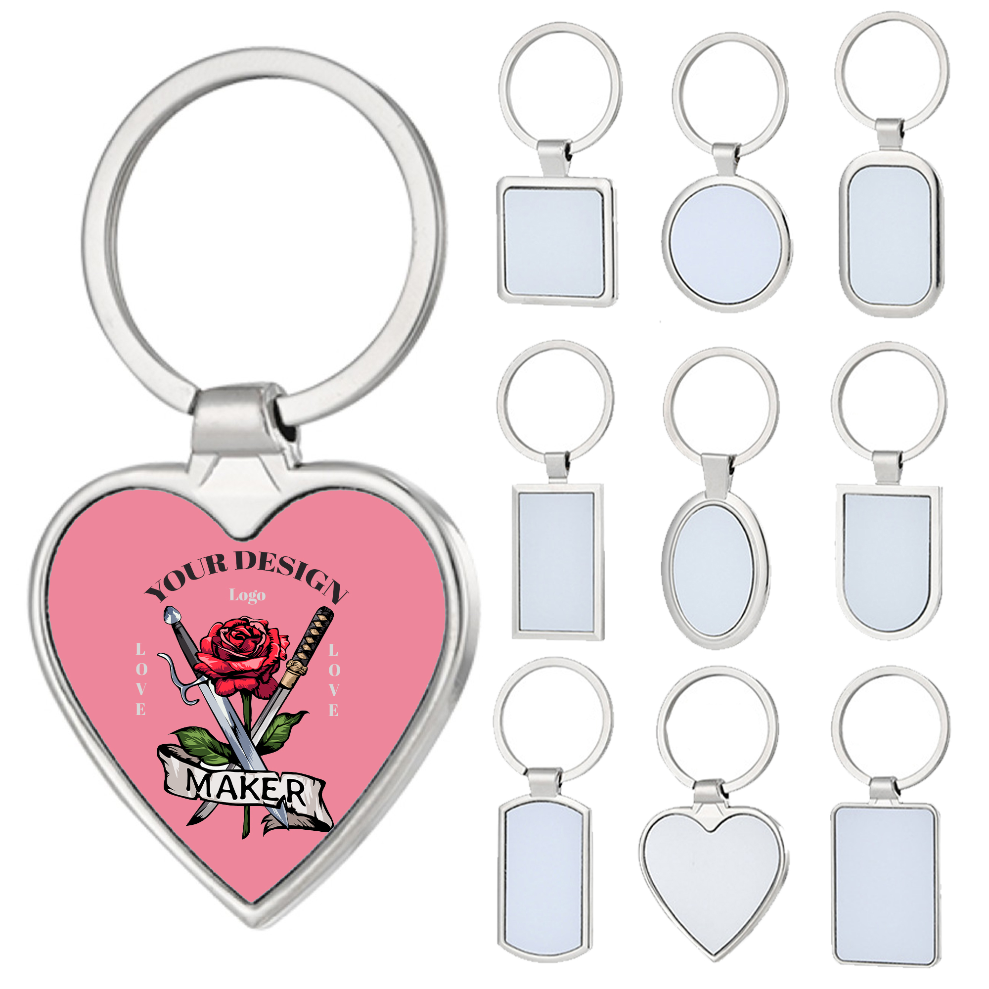 Multi-Shape Custom Metal Keychain ?C 6 Options