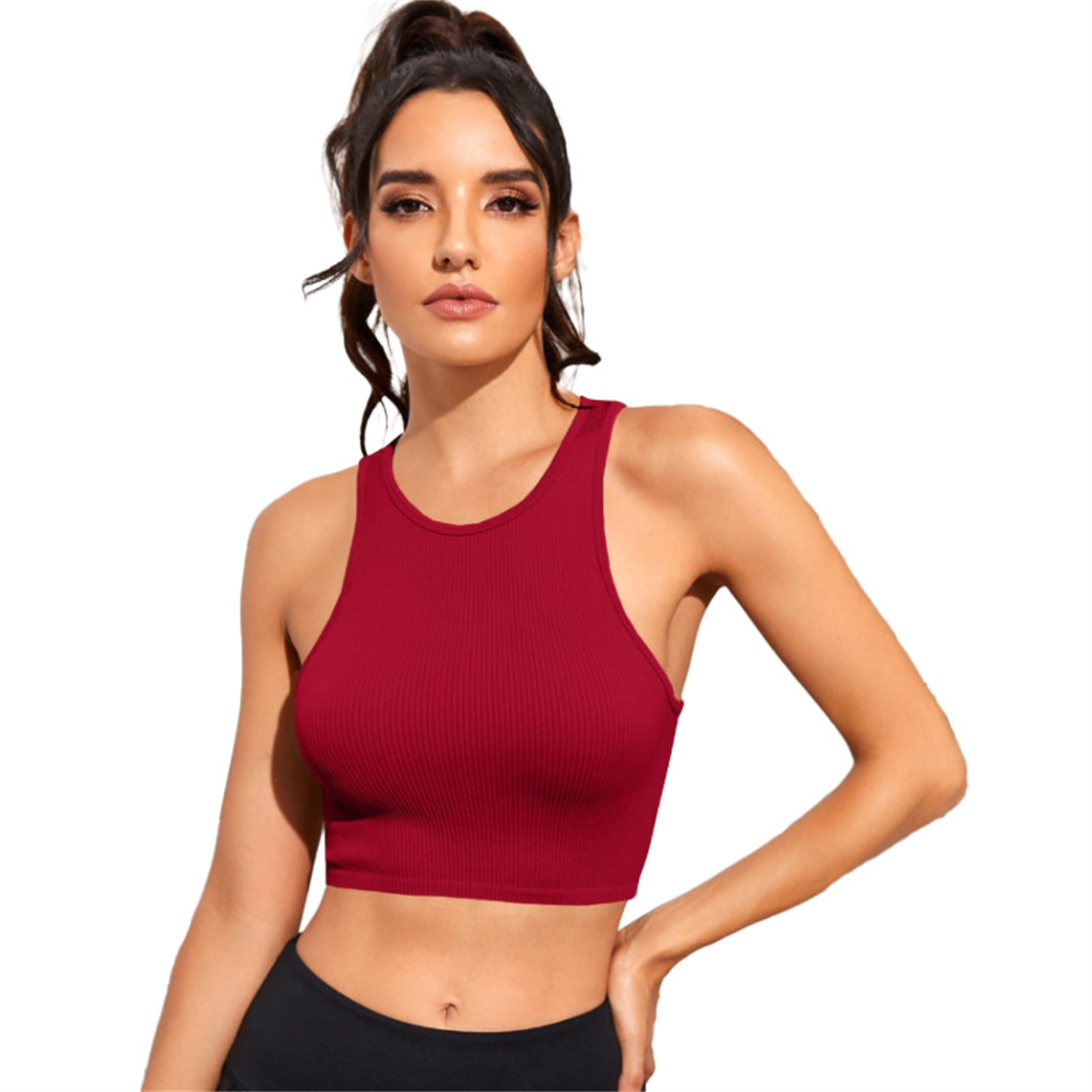 Womens Ribbed Longline Sports Bra 10